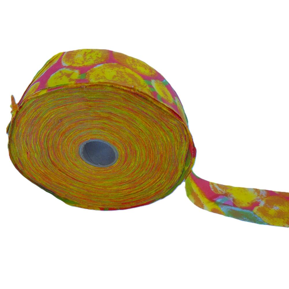Vtg Orange Coral Retro Psychedelic Double Sided Ribbon Roll Mod Woven Craft Trim - Picture 2 of 6